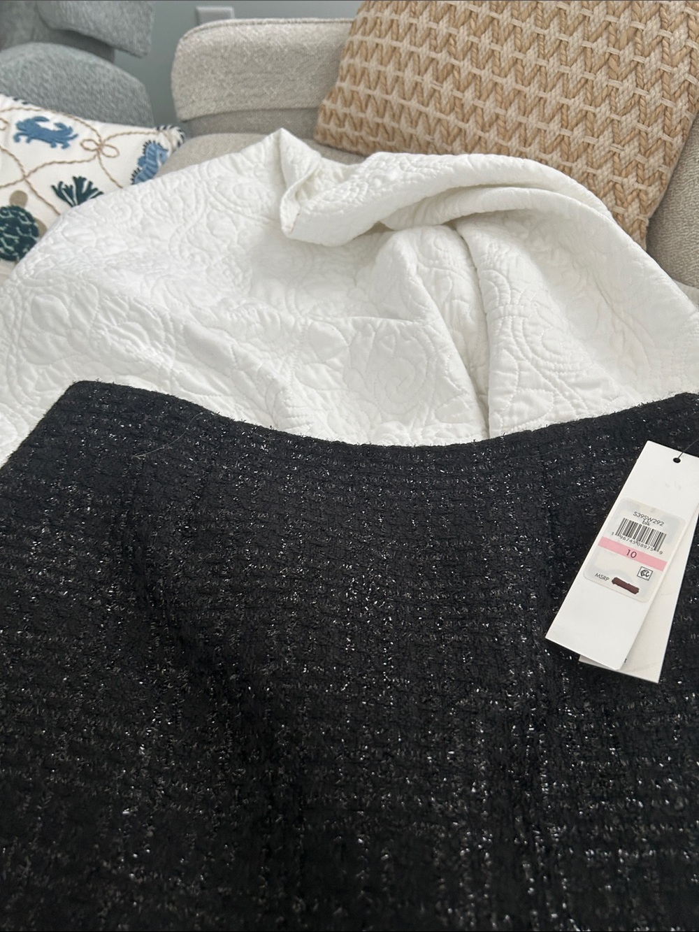 Black Tweed Skirt - Textured Sparkle - Picture 3 of 4